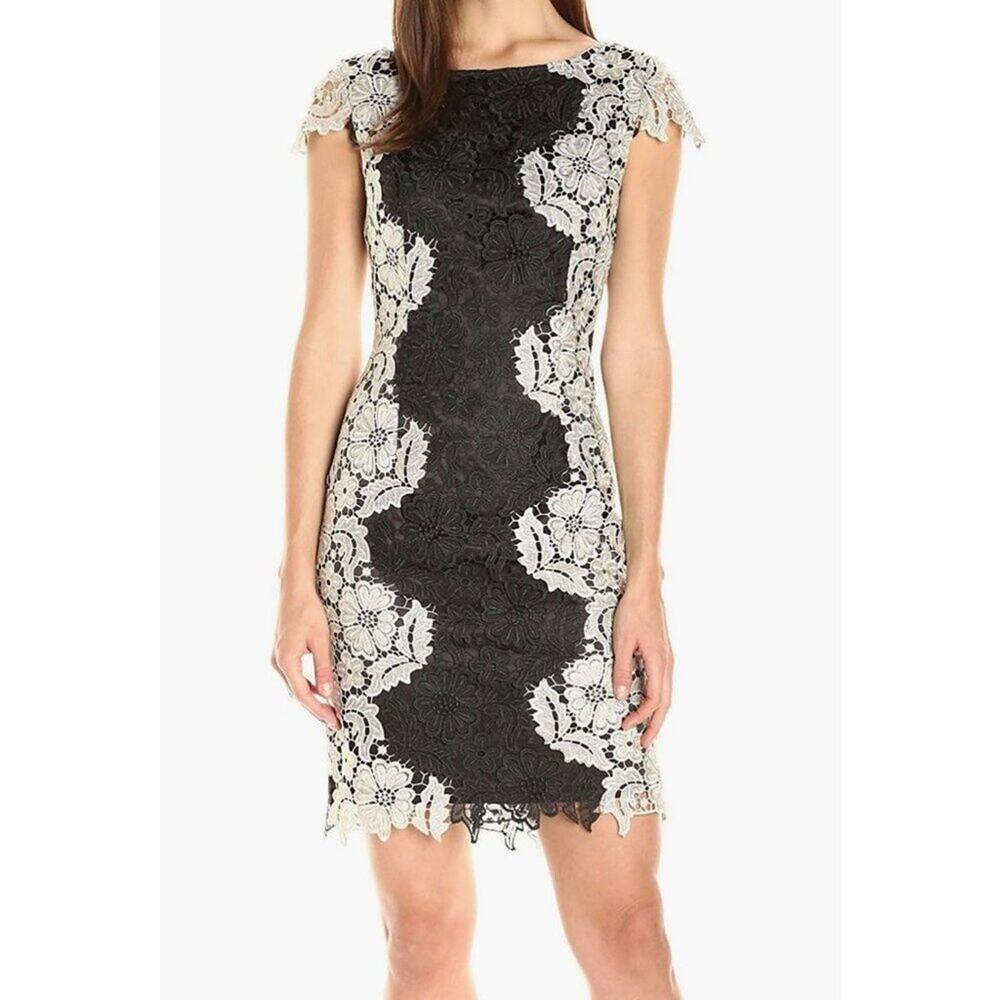 Tahari by Arthur S. Levine Women's Size 10 Chemical Short Sleeve Lace Dress New